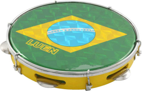 Pandeiro 10" Abs Amarelo 6 Afin Plat Inx Ferragem Cromada Bandeira