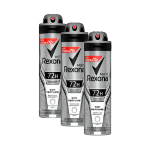 Kit 3 Unidades — Desodorante Rexona Men Sem Perfume Aerosol Antitranspirante 48h - 150m