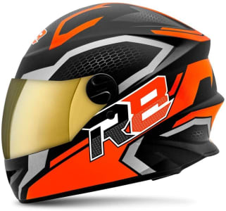 Pro Tork Capacete R8 Air Protork 60 Viseira Dourada Laranja/Preto