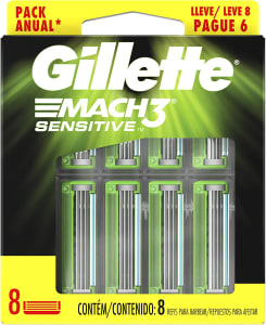 Carga para Aparelho de Barbear Gillette Mach3 Sensitive - 8 Unidades