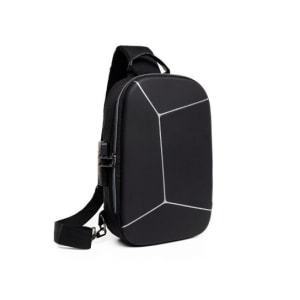 Mini Mochila Transversal Masculina Pequena Diagonal Ombro - Preto