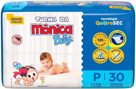 Fralda Turma Da Mônica Baby Jumbo P 30 Unidades