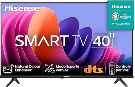 Hisense Smart TV FHD 40" Polegadas 40A4N com DTS Virtual X Game e Sports Mode Controle por Voz Share to TV e Compatível