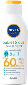 NIVEA SUN Protetor Solar Kids & Babies Pele Sensível FPS 60 125ml - Infantil, muito alta proteção UVA/UVB, minimiza o surgimento de alergias, muito resistente à água com proteção imediata, para a pele delicada das crianças