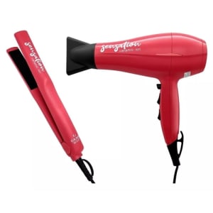 Kit Secador Gama 2000W e Prancha Gama Sensation Ceramic Íon Vermelho