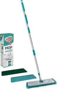 Mop Plano 3 EM 1, Limpeza Pesada, Úmida e Tira Pó, MOP0617, Flash Limp, Inox e verde