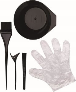 Marco Boni Kit Para Tintura De Cabelo 2 Clips Para Cabelo 1 Pincel Para Aplicação 1 Par De Luvas Descartáveis 1 Tigela Para Tintura 1438 Preto 5 Itens