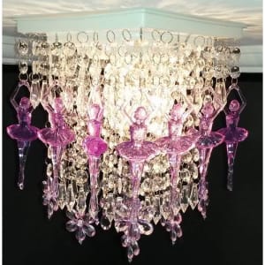 Lustre De Cristal Acrílico Bailarinas Flores Lilás Infantil