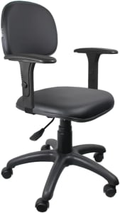 Cadeira de Escritório Secretária Giratória com braço regulável Gatilho Tecido — Qualiflex (Couro)