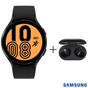 Samsung Galaxy Watch4 BT 40mm Preto com 1,2" + Fone sem Fio Samsung Galaxy Buds+ Preto - SM-R175NZKAZTO