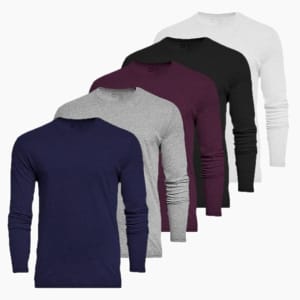 Kit 5 Camisetas Manga Longa Masculinas Slim Algodão 30.1 Zaroc