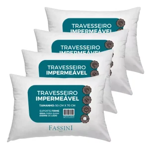 4 Unidades Travesseiros Antialérgico Impermeável 50x70 Super Macio - Fassini Textil