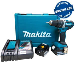 Parafusadeira/Furadeira de Impacto Brushless 18V Lition 3.0Ah com 2 Bat e Cg Bivolt - MAKITA-DHP484RFE