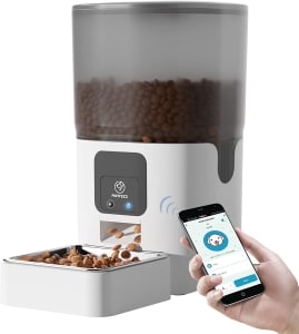  PAPIFEED Alimentador Automático para Gatos com Controle APP, Dispensador de alimentos secos inteligente habilitado para WiFi 2.4G com tigela de aço i