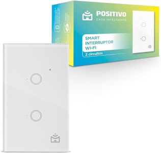 Smart Interruptor Wi-Fi Positivo Casa Inteligente, 2 Botões, Touch, Branco - Compatível com Alexa e Google Assistente