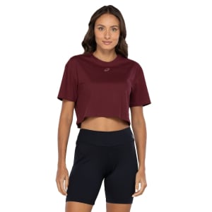 Blusa Cropped Feminina ASICS Manga Curta Malha