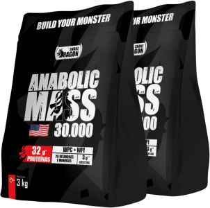 Kit 2x Anabolic Mass 30.000 com Creatina Pura refil pouch 3 kg - Hipercalorico para Ganho de Volume Corporal (Disponível em 6 Sabores)