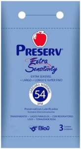 Preservativo Preserv Extra Sensitivity Lubrificado com Óleo de Silicone com 3 Unidades Preserv