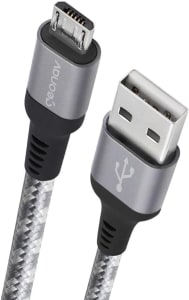 Geonav Cabo Micro USB, nylon trançado, para dispositivo Android e acessórios, 1,5 MT, MIC15T, Cinza