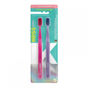 Escova Dental Kess Pro Extra Macia Cores Sortidas 2 Unidades + Capa Protetora - Magazine Ofertaesperta