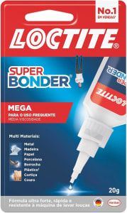 Cola Loctite Super Bonder Mega Cola instantânea para Reparos de Cola Transparente para Materiais Diversos Cola Extrafor
