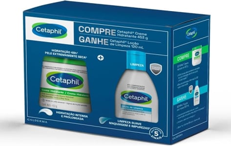 Kit Cetaphil Creme Hidratante 453g + Loção de Limpeza 120mL (Embalagem pode variar)