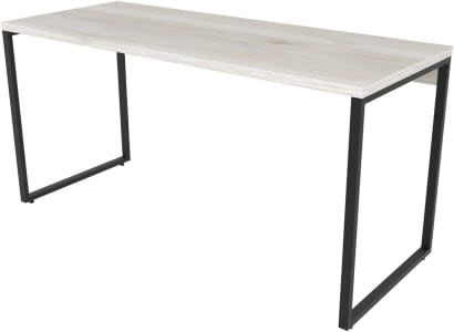 Mesa para Escritório Office Estilo Industrial 1,50m Kuadra, Trevalla, Snow/Est.Preta