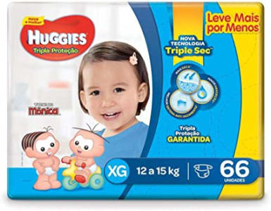 Huggies Fralda Tripla Proteção Hiper XG, 66 Fraldas