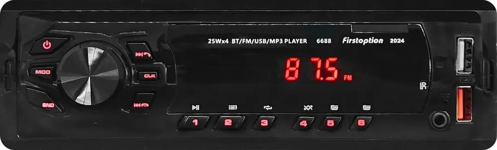 MP3 PLAYER FIRST OPTION 6688 2024 RADIO AUTOMOTIVO BLUETOOTH TOCA SOM CARRO 2 USB 1 DIN PENDRIVE