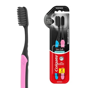 Colgate Slim Soft Black Premium Escova de Dente, 2 Unidades