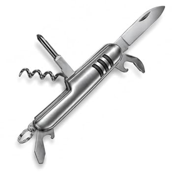 Canivete de Bolso Pequeno Multifuncional 5 em 1 com Saca-Rolhas, Abridor e Chave Phillips, Mini Canivete Chaveiro em Aço Inox para Camping, Pesca e