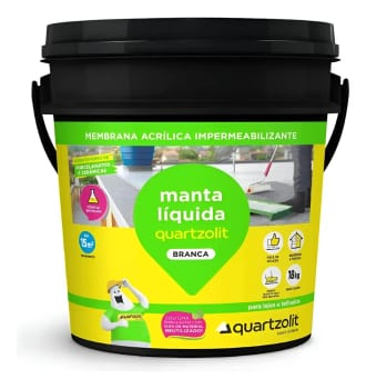 Manta Líquida Para Telhados E Lajes Quartzolit Branco 1 8 Kg Acabamento Fosco Cor Branco / Balde 18kg