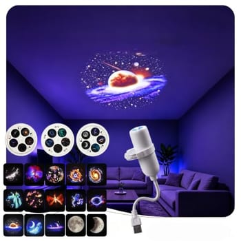 Projetor Galaxy 2 em 1, luz noturna USB Star com 15 filmes