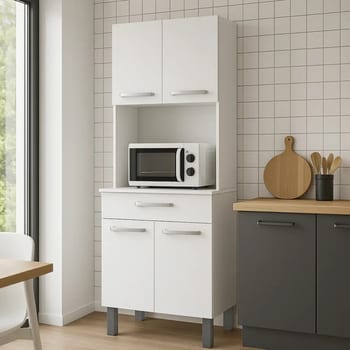 Armário de Cozinha Fiorello Balli Branco 4 Portas 1 Gaveta MDP