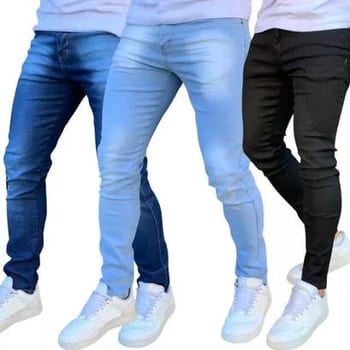 Kit 3 Calça Jeans Masculina Skinny Costura Reforçada