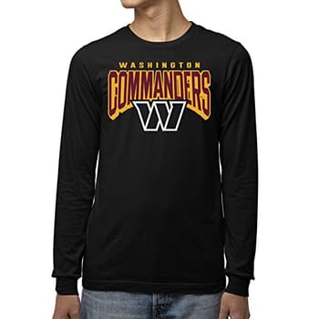 Junk Food Clothing x NFL - Logotipo em negrito - Camiseta masculina e feminina unissex de manga comprida para fãs - Cores do time