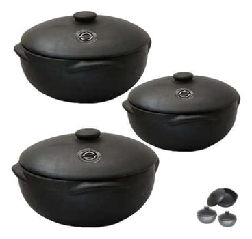 Conjunto Kit Legítimas Panelas De Barro Capixaba  Nº 3-2-1. Preto