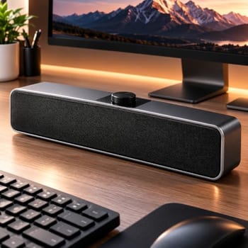 Caixa de Som para PCs Soundbar Estéreo 2.0 com Drivers Duplos, Alto-Falante USB e P2 3,5 mm para Computador, Notebook, Monitor, TVs e Videogame