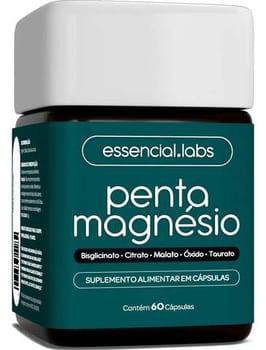 PENTA MAGNÉSIO - Bisglicinato + Dimalato + Citrato + Taurato + Óxido de Magnésio - A Combinação Perfeita de 5 Magnésios com Máxima Pureza e
