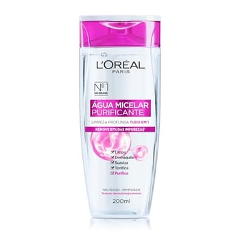 L'Oréal Paris, Água Micelar Solução de Limpeza 5 em 1 Limpa, Demaquila, Purifica, Suaviza e Reequilibra, Cuidado Diário Multifuncional para Todos os