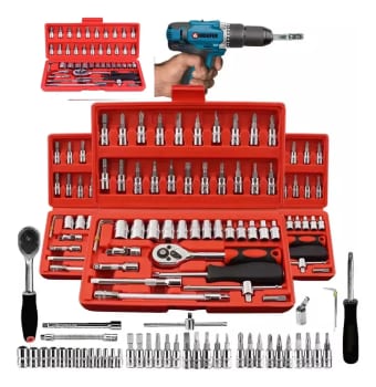 Kit Chaves Jogo Catraca Reversível Soquetes 46 Peças+maleta Mecânico Manutenção Casa Carro Profissional Resistente Portátil Compacto