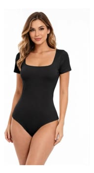 Body Feminino Decote Quadrado Manga Curta Suplex Adulto