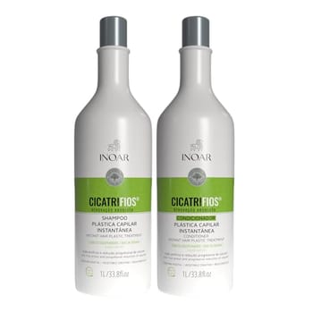 Inoar, Kit CicatriFios Plástica Capilar – Shampoo e Condicionador 2x1L, Redução de Frizz, Brilho Intenso, Hidratação Profunda, Proteção Térmica e