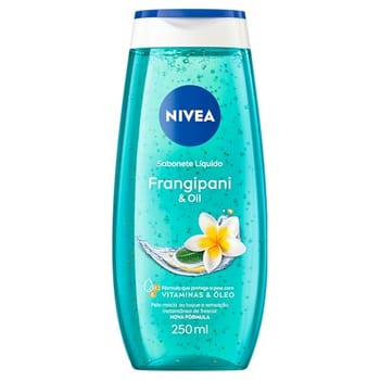 NIVEA Sabonete Líquido Frangipani & Oil 250ml, Limpeza Corporal, Pele Macia, Óleos e Vitaminas, Equilíbrio com o pH, Sensação Refrescante