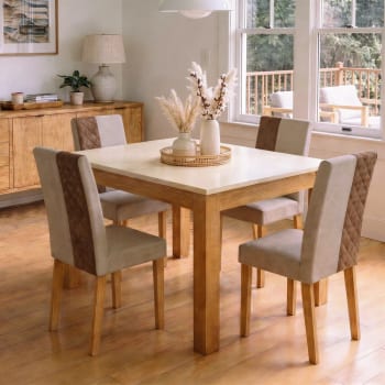 Mesa De Jantar Mdf 4 Lugares Retangular Moderna - Blue Moby