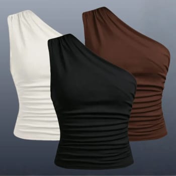 Kit 2 Blusa Feminina Elegante Mula Manga Assimétrica Casual