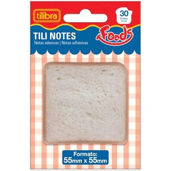 Tilibra - Bloco Adesivo Tili Notes Foods Pão - 55x55mm - 30 folhas