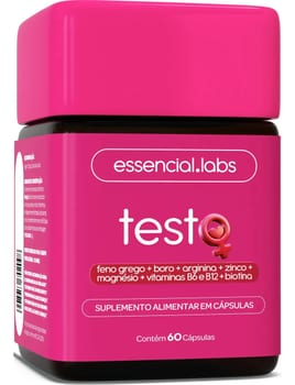 TESTO ESSENCIAL para MULHERES - Fórmula Exclusiva com Feno Grego + Boro + Arginina + ZMA + Biotina + Vitaminas B6 e B12 - 60 Cápsulas