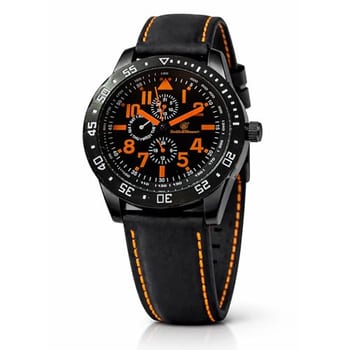 Smith & Wesson Relógio masculino calibrador laranja, movimento japonês, quartzo de precisão, pulseira de borracha preta, 51 mm