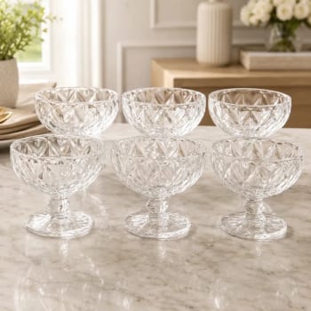 Jogo 6 Tigelas Sobremesa Diamond 270ml Elegância Luxo Brilho